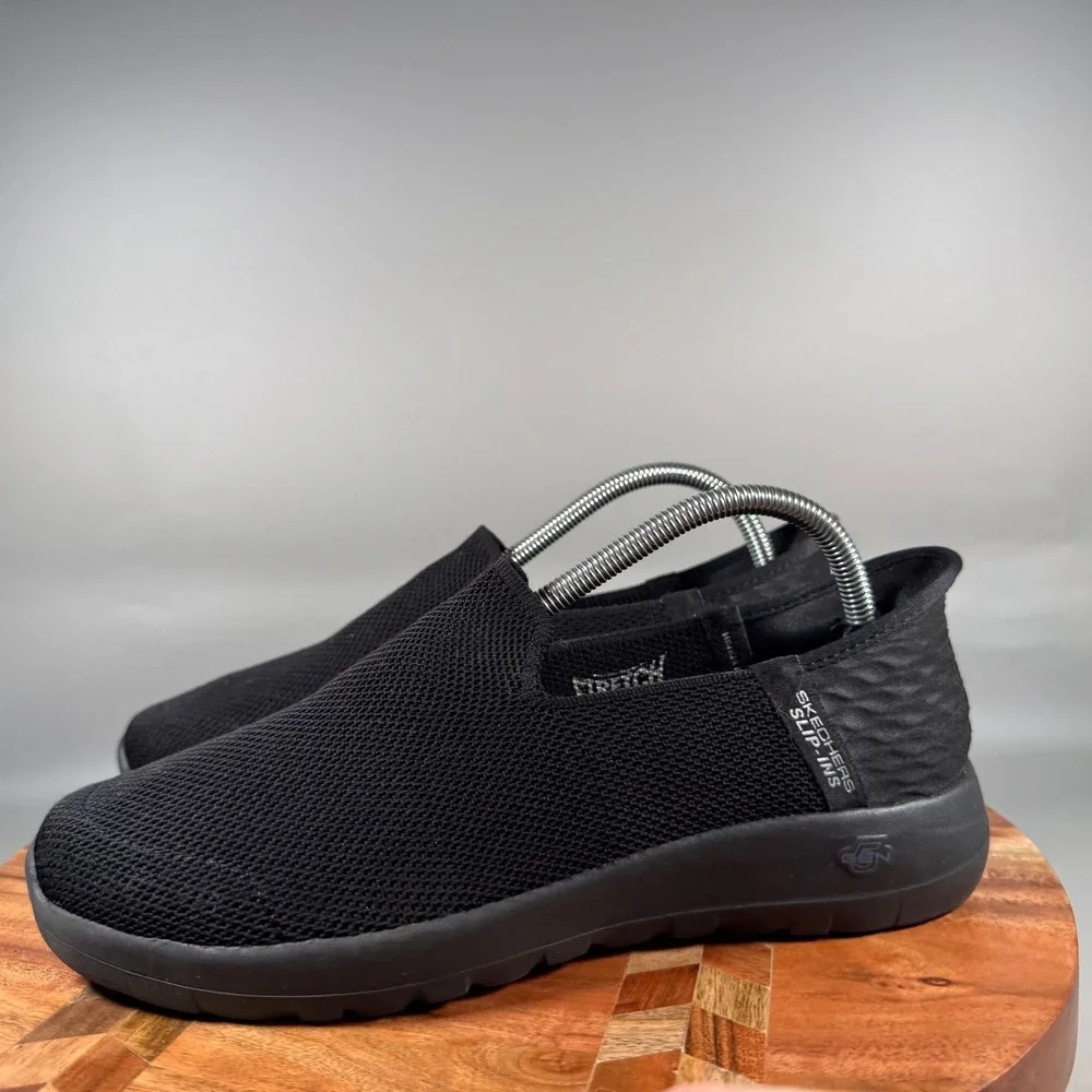 Skechers Slip-ins Go Walk Anywhere Black Mesh Shoes 124641W Womens 9 Wide